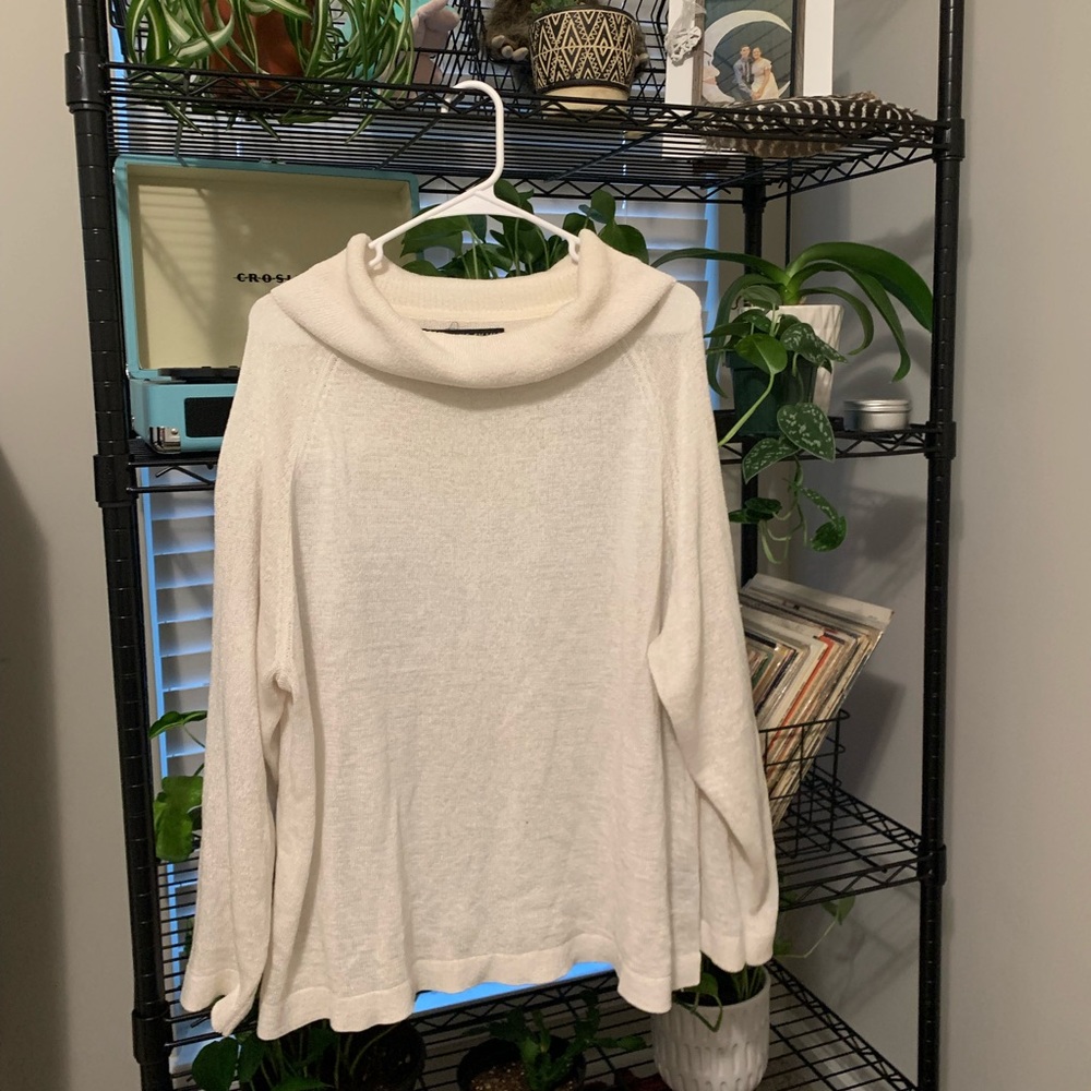 White plus size cowl sweater
